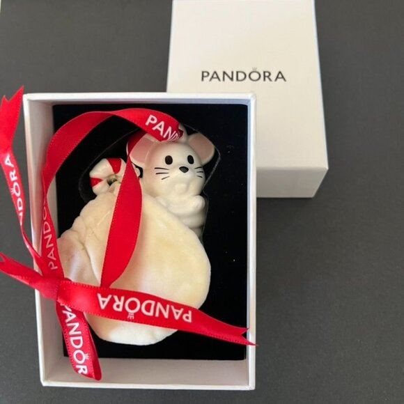 Pandora 2023 Porcelain Mouse Christmas Ornament With Box Retired (No Charm) - Picture 2 of 4